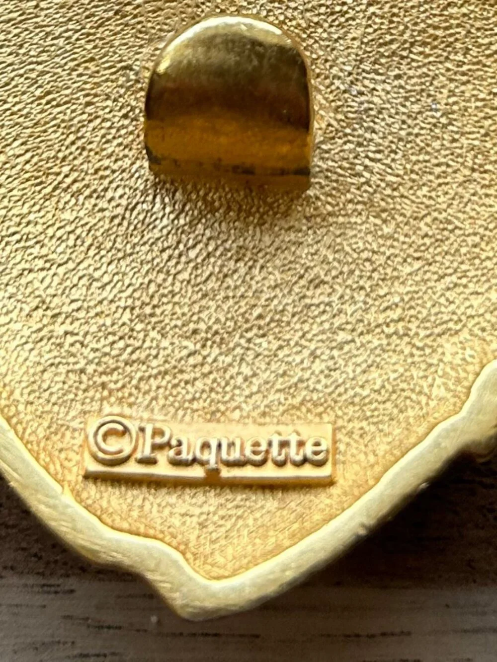 Vintage Paquette Gold-Tone Fish Belt Buckle Textured Statement 80s